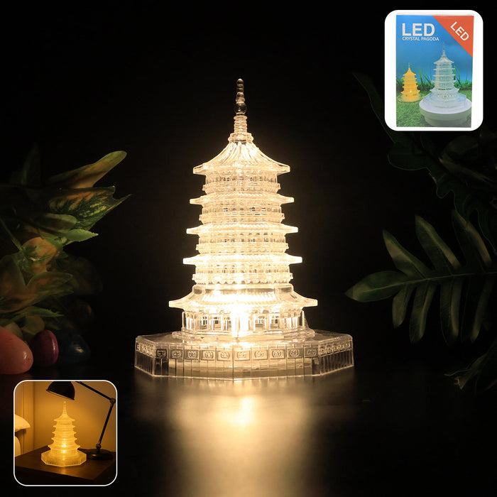 Premium LED Crystal Pagoda Decorative Lamp emitting warm glow