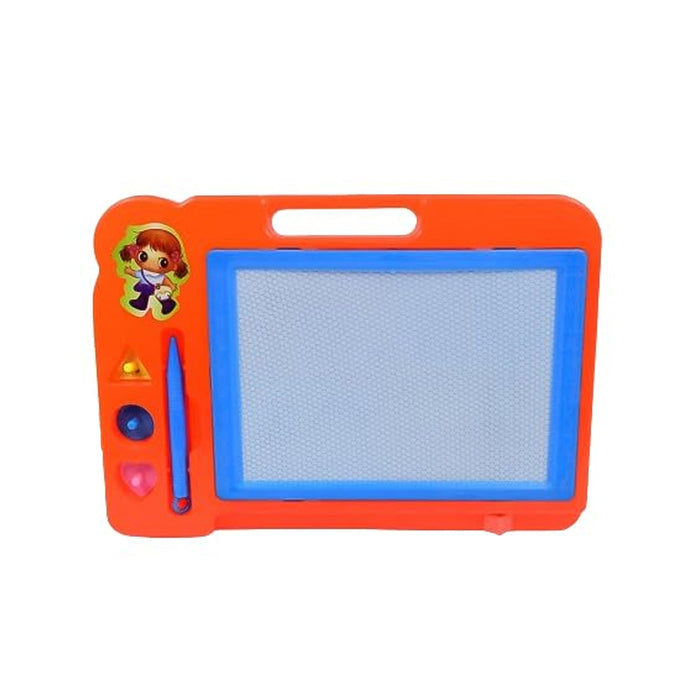 Bright yellow Magnetic Sketch Pad with drawing stylus, ready for kids to play.