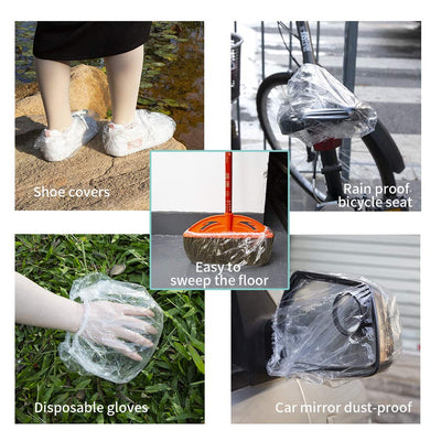 VelvaBloom disposable shower caps 10-pack packaging, illustrating hygiene and convenience.