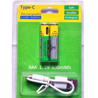 Type C Rechargeable Batteries(Pack of 2)