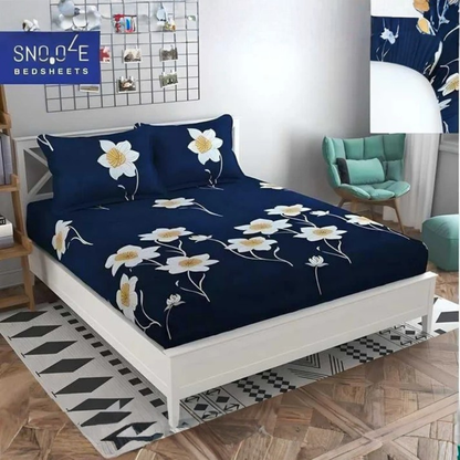 Fitted Bedsheet Contrast Pillow Cover Set(360 degree elastic)