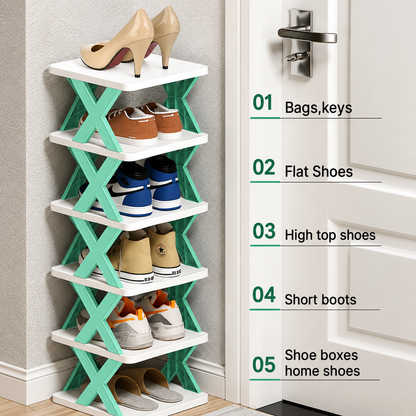 Adjustable Shoe Stand Organizer Stackable Storage Bedroom entryway Slots Shelf Footwear Rack