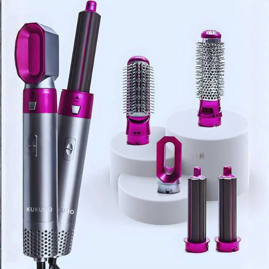 5 in 1 Multifunctional Hair Dryer Styling Tool, Detachable 5-in-1 Multi-Head Hot Air Comb, The Negative Ion Automatic Suction Hair Curler