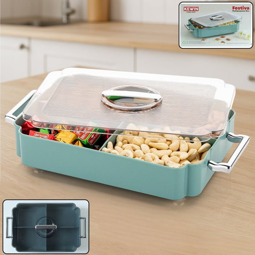 Multi Compartment File 4 Compartment Plastic Food Storage Container with Handles – Quickbazaar