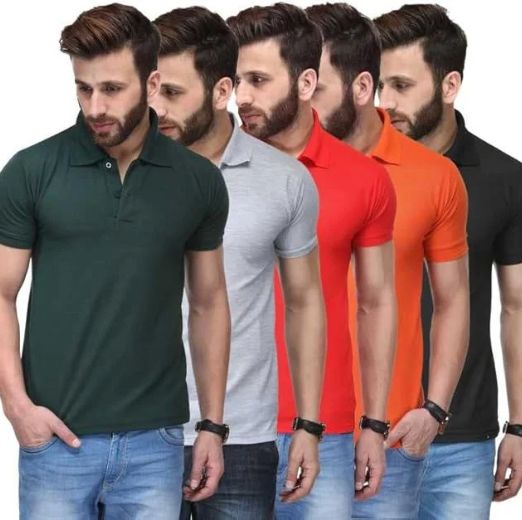 Elegant Cotton Polo T-Shirts Combo (Pack of 5)