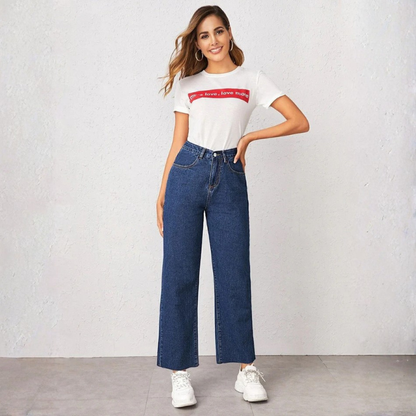 Kotty Women's Cotton Blend Solid Flared Jeans