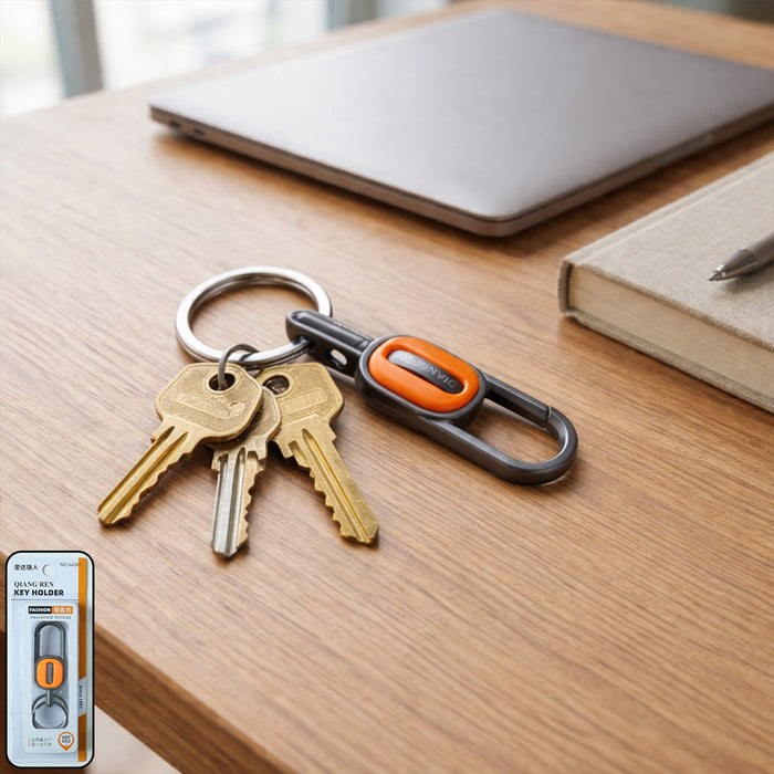 Metal carabiner key holder attached to a bag for easy carrying
