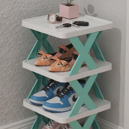 Adjustable Shoe Stand Organizer Stackable Storage Bedroom entryway Slots Shelf Footwear Rack